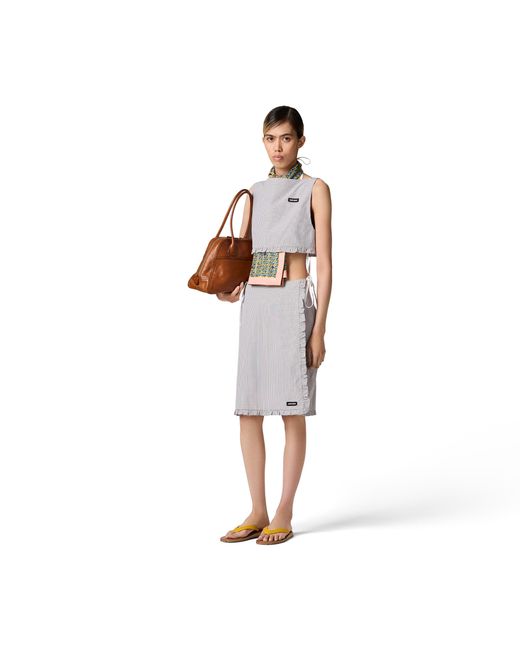 Miu Miu Gray Ruched Check Skirt