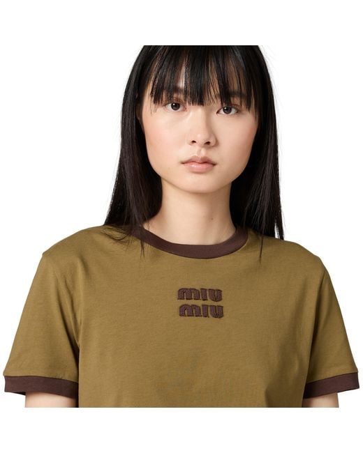 Miu Miu Green Cotton Jersey T-Shirt