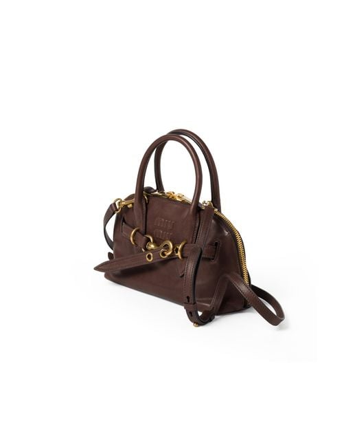 Miu Miu Brown Aventure Nappa Leather Top-Handle Bag