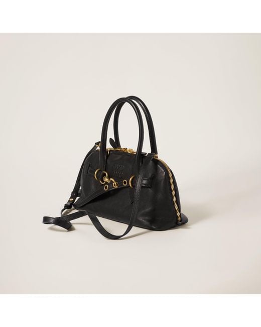 Miu Miu Black Aventure Nappa Leather Top-Handle Bag