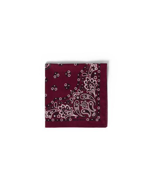 Miu Miu Purple Printed Poplin Scarf