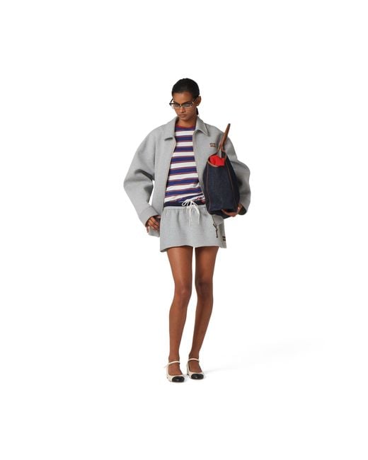 Miu Miu Gray Padded Cotton Fleece Miniskirt