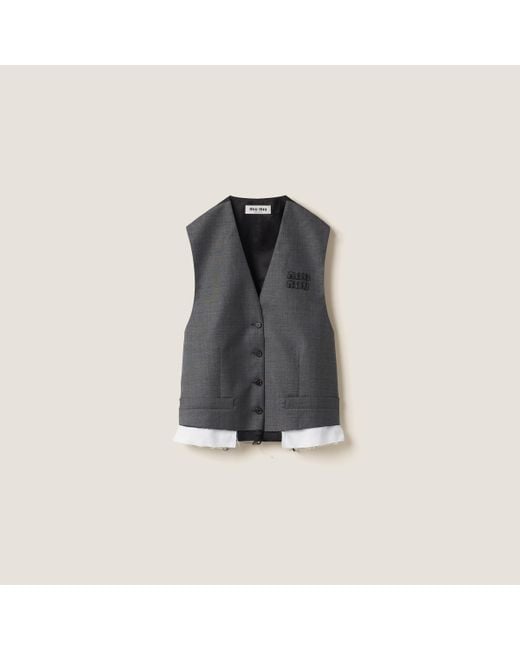 Miu Miu Black Single-Breasted Grisaille Vest