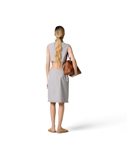 Miu Miu Gray Checked Poplin Crop Top