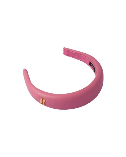 Miu Miu Pink Nappa Leather Headband