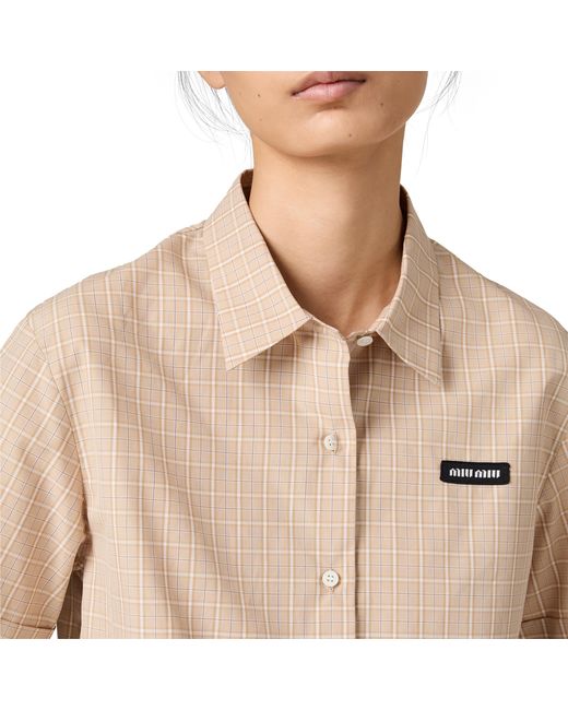 Miu Miu Natural Checked Poplin Shirt