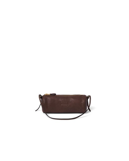 Miu Miu Brown Nappa Leather Pouch