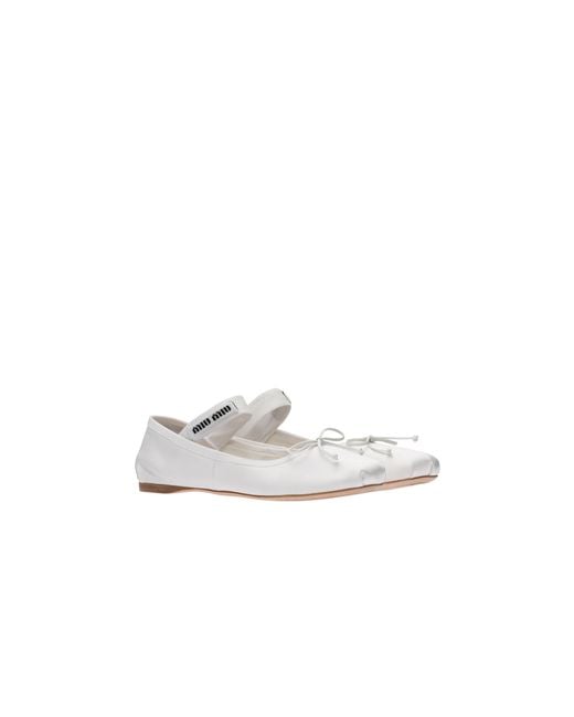 Miu Miu White Satin Ballet Flats