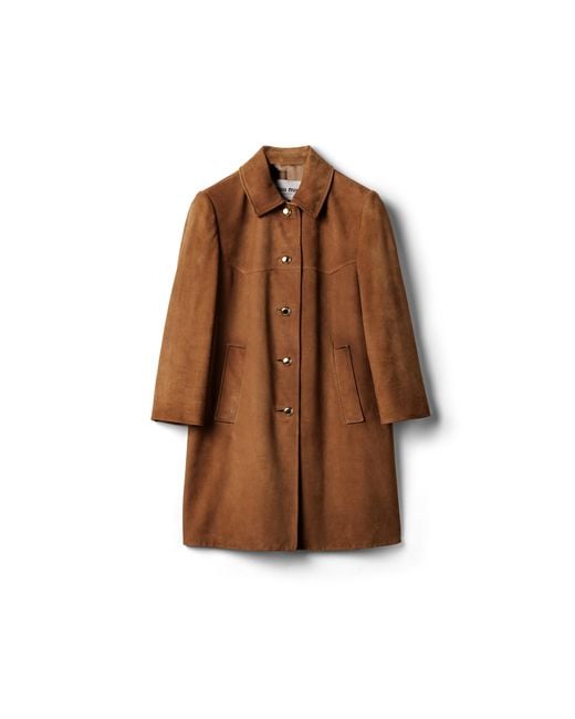 Miu Miu Brown Waxed Suede Coat