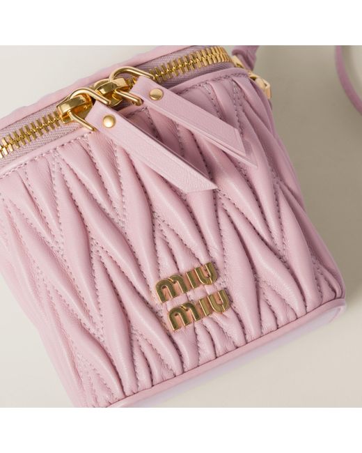 Miu Miu Pink Matelassé Nappa Leather Micro Bag