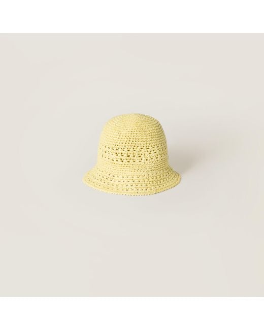 Miu Miu Yellow Woven Fabric Hat