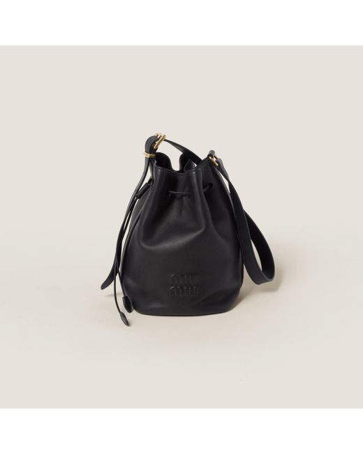 Miu Miu Black Leather Bucket Bag
