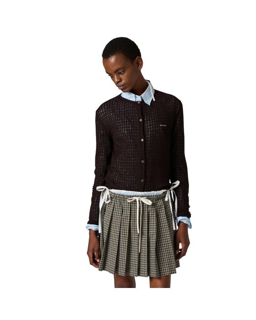 Miu Miu Black Cashmere And Silk Cardigan