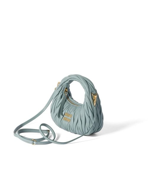 Miu Miu Blue Wander Matelassé Nappa Leather Hobo Mini-Bag