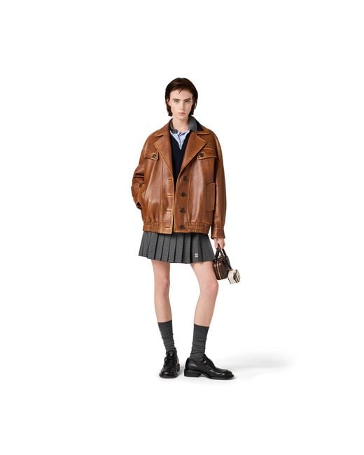 Miu Miu Brown Nappa Leather Jacket