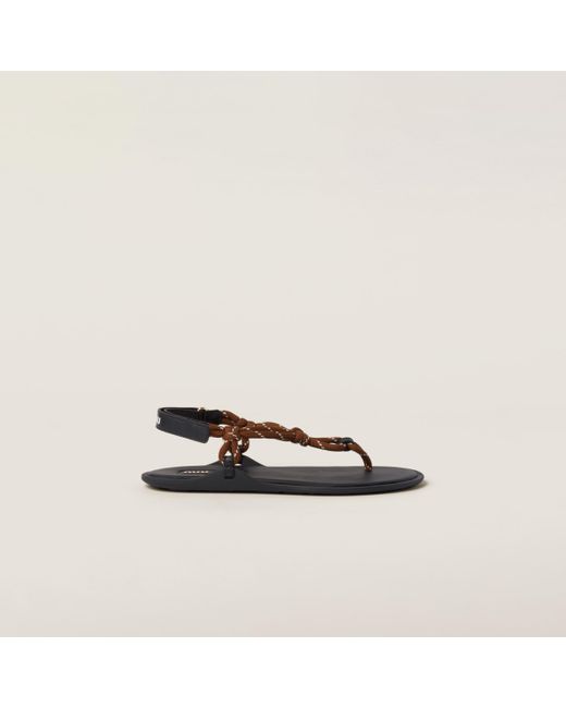 Miu Miu Brown Riviere Cord And Leather Sandals