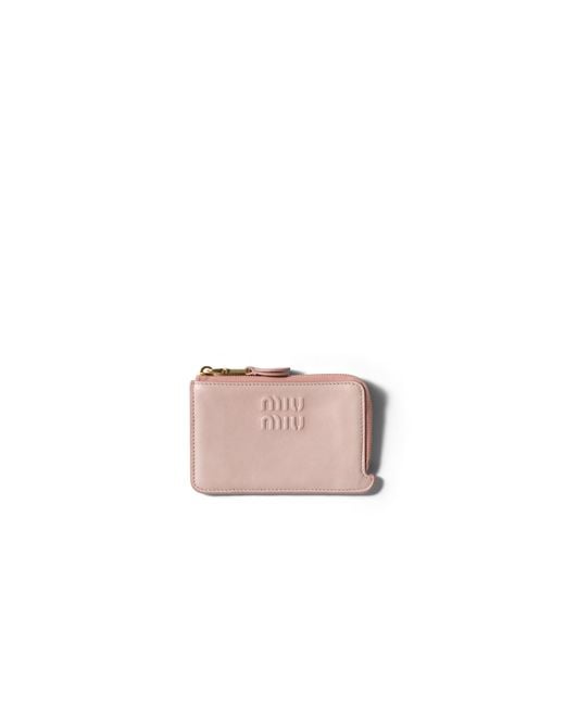 Miu Miu Pink Nappa Leather Envelope Card Holder