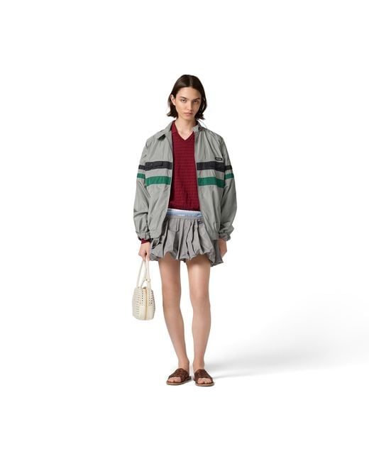 Miu Miu Gray Technical Silk Blouson Jacket