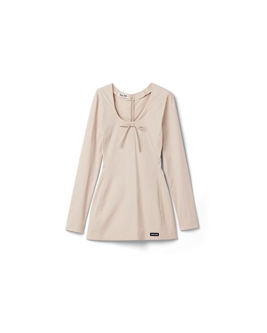Miu Miu Natural Stretch Poplin Mini-Dress