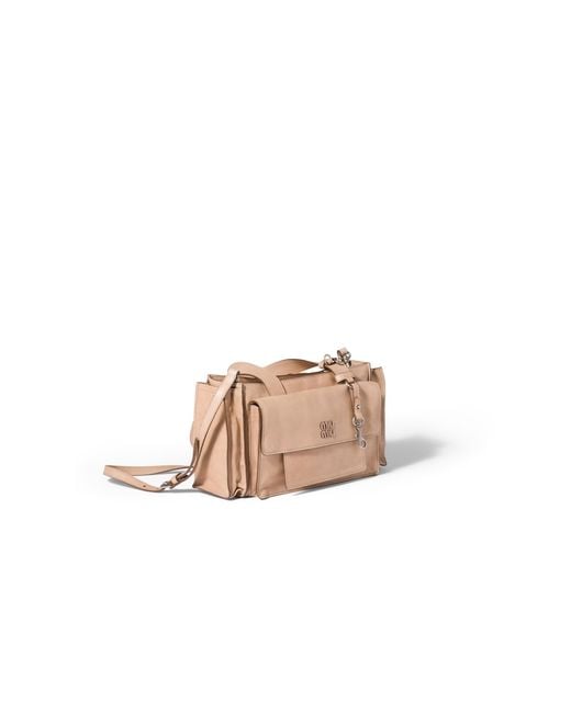 Miu Miu Pink Utilitaire Nappa Leather Shopping Bag