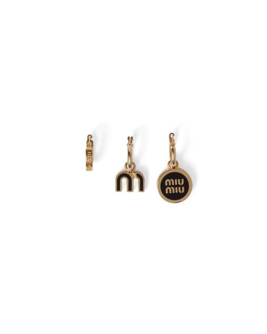 Miu Miu Natural Set Of Enameled Metal Earrings