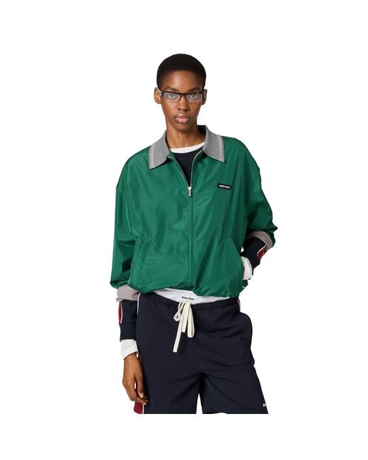 Miu Miu Green Technical Poplin Bomber Jacket