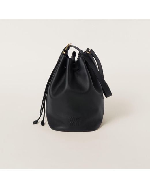 Miu Miu Black Leather Bucket Bag