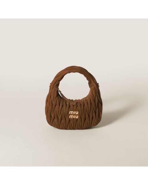 Miu Miu Brown Wander Matelassé Suede Bag