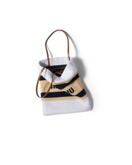Miu Miu White Raffia-Effect Woven Tote Bag