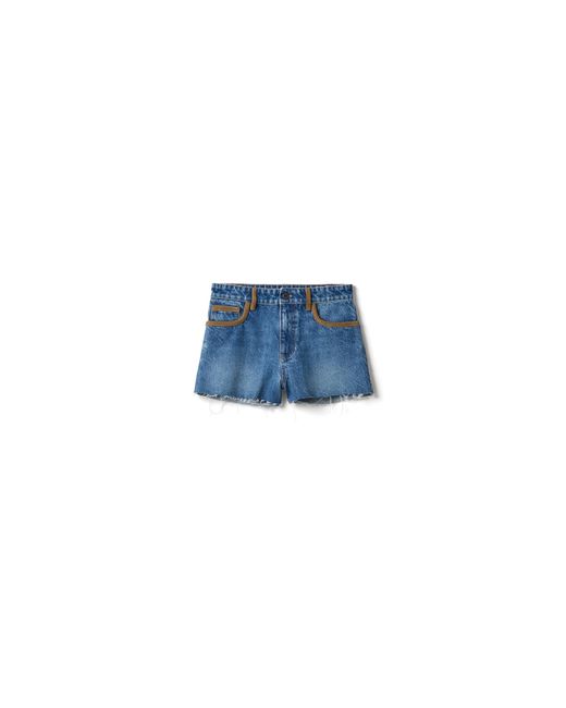 Miu Miu Blue Denim And Corduroy Shorts