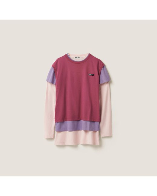 Miu Miu Purple Set Of 3 Jersey T-Shirts