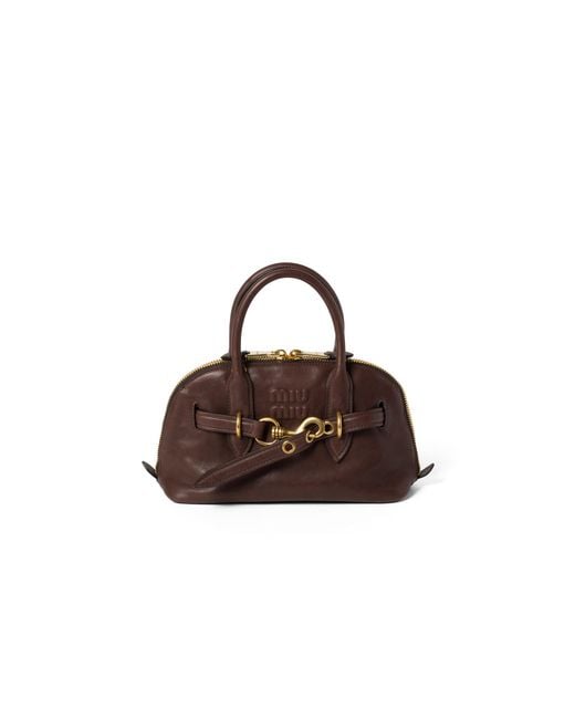 Miu Miu Brown Aventure Nappa Leather Top-Handle Bag