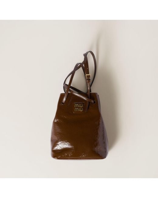 Miu Miu Brown Naplak Patent Leather Pouch