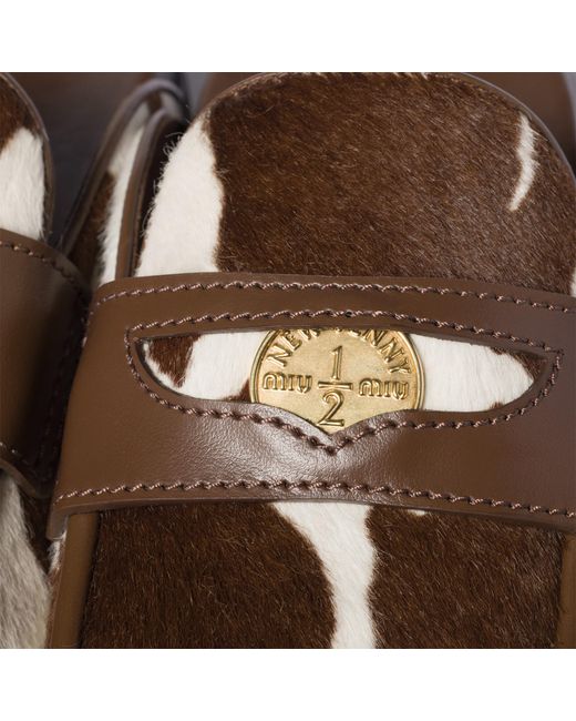 Miu Miu Brown Printed Leather Mule