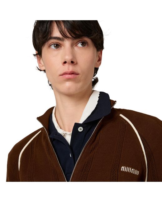 Miu Miu Brown Cotton Cardigan