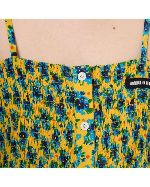 Miu Miu Green Crêpe De Chine Mini-Dress