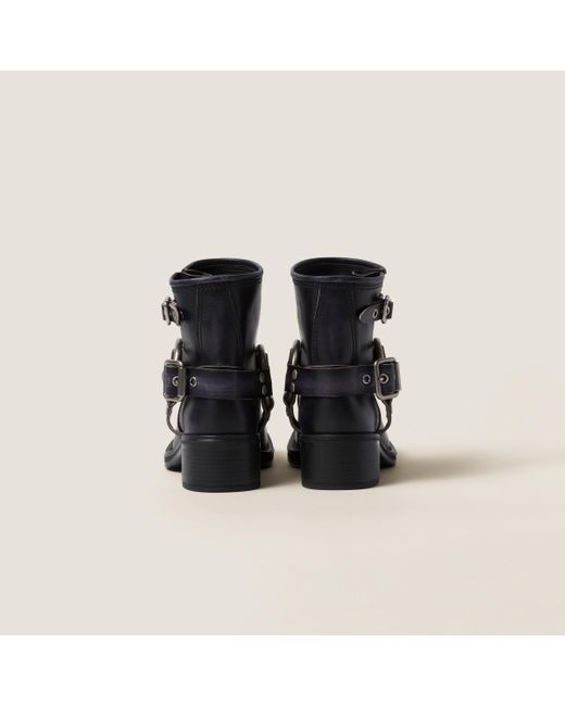 Miu Miu Black Vintage Effect Ankle Boots