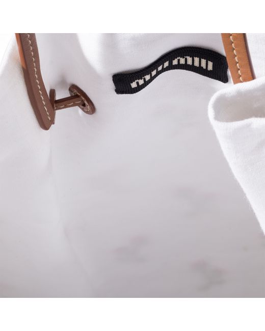 Miu Miu White Embroidered Linen Tote Bag