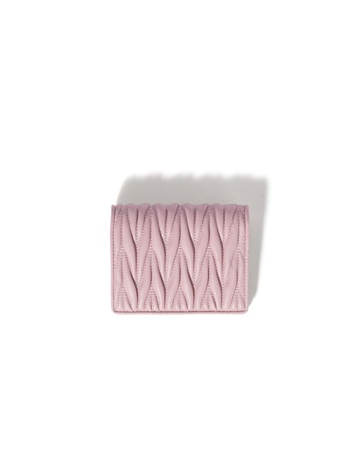Miu Miu Pink Small Matelassé Nappa Leather Wallet