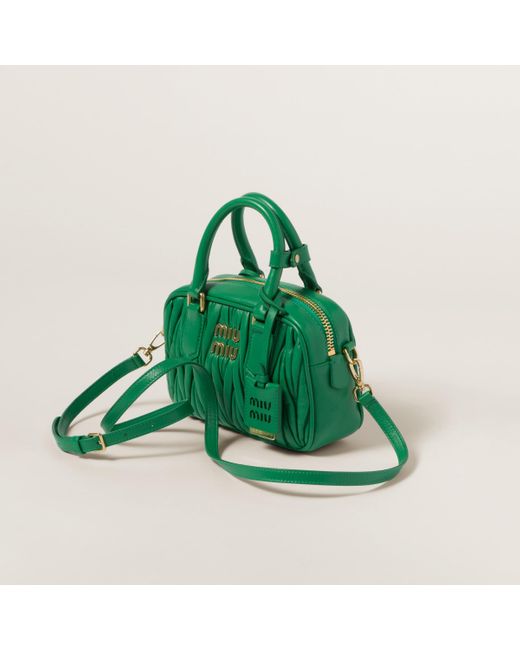 Miu Miu Green Arcadie Matelassé Nappa Leather Bag