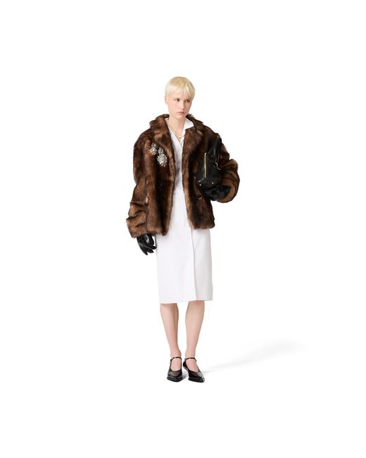 Miu Miu Brown Double-Breasted Shearling Jacket