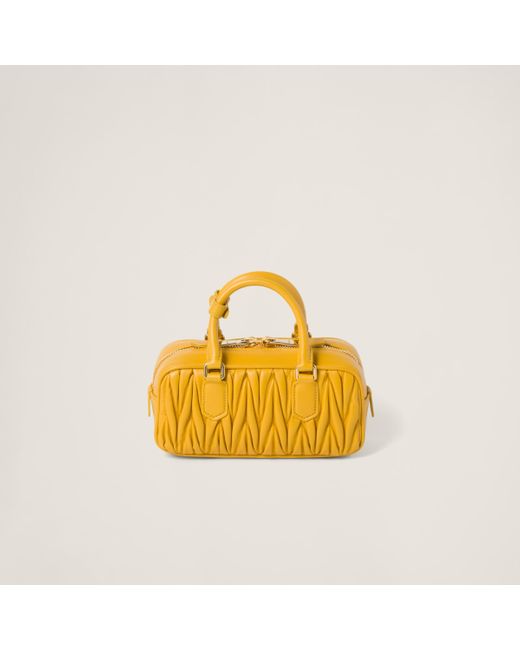 Miu Miu Yellow Arcadie Matelassé Nappa Leather Bag