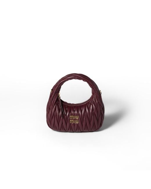 Miu Miu Brown Wander Matelassé Nappa Leather Hobo Bag