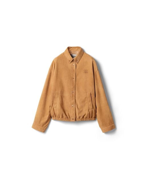 Miu Miu Natural Waxed Suede Blouson Jacket