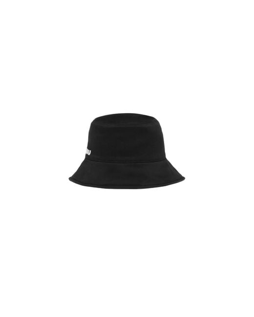 Miu Miu Black Cotton Bucket Hat