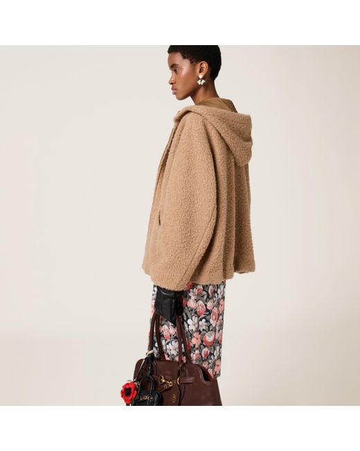 Miu Miu Brown Pile Hoodie Jacket