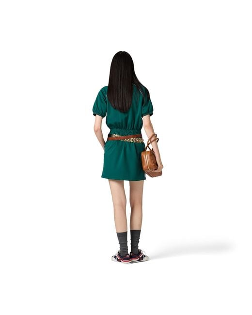 Miu Miu Green Technical Jersey Mini-Dress