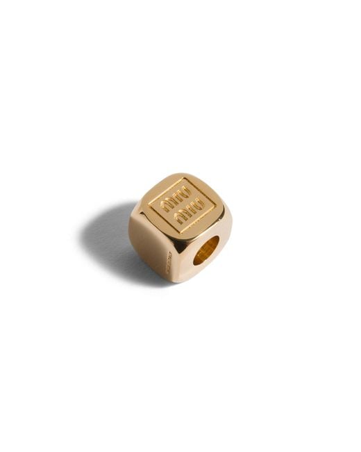 Miu Miu White Enameled Metal Dice Charm
