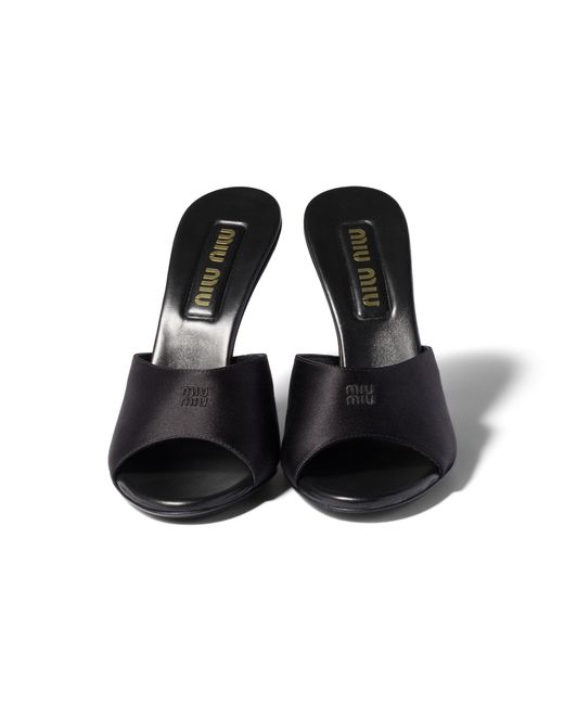 Miu Miu Black Satin Sandals