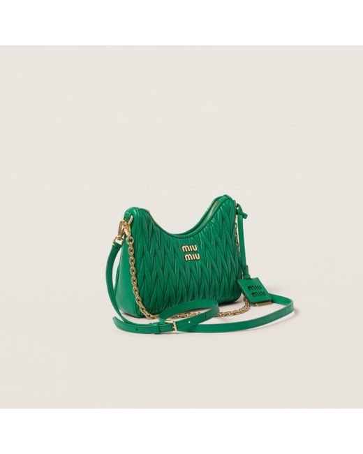 Miu Miu Green Matelassé Nappa Leather Shoulder Bag